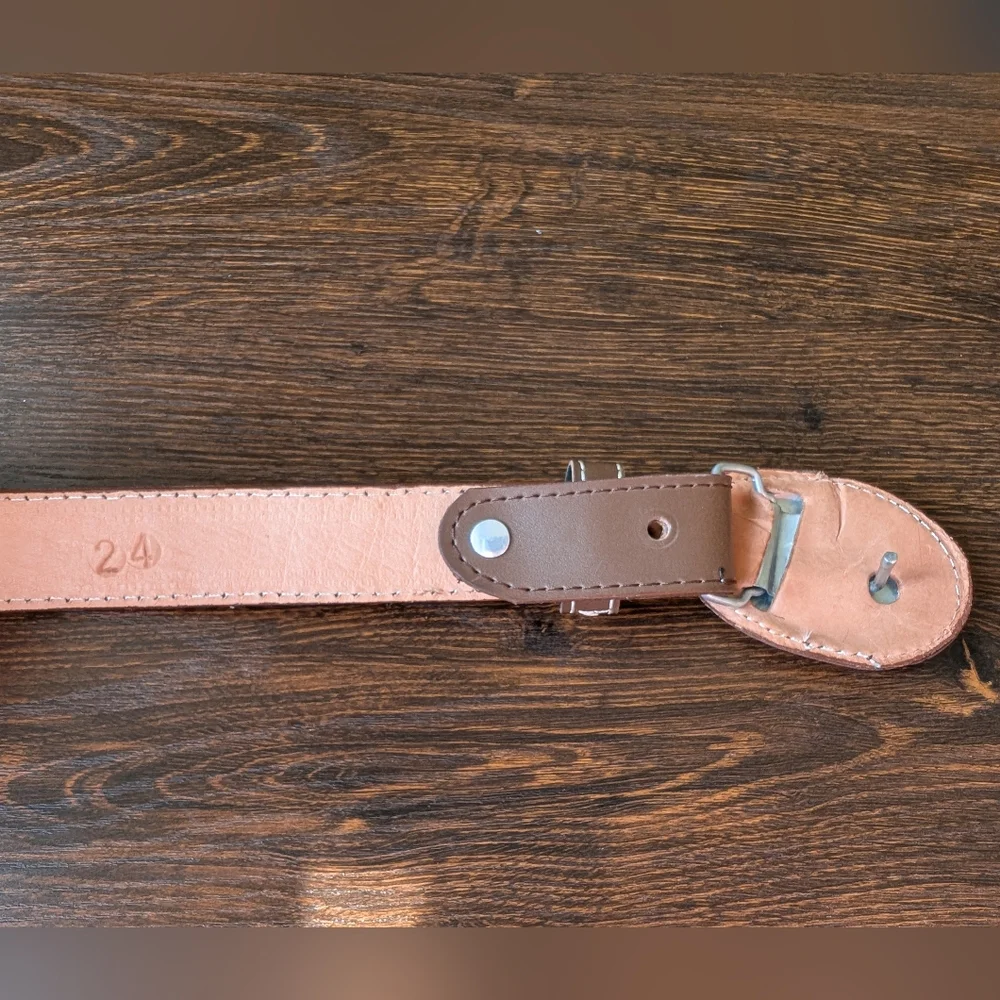 Ivory Embroidered Rooster Brown Leather Mexican Kids Youth Belt
